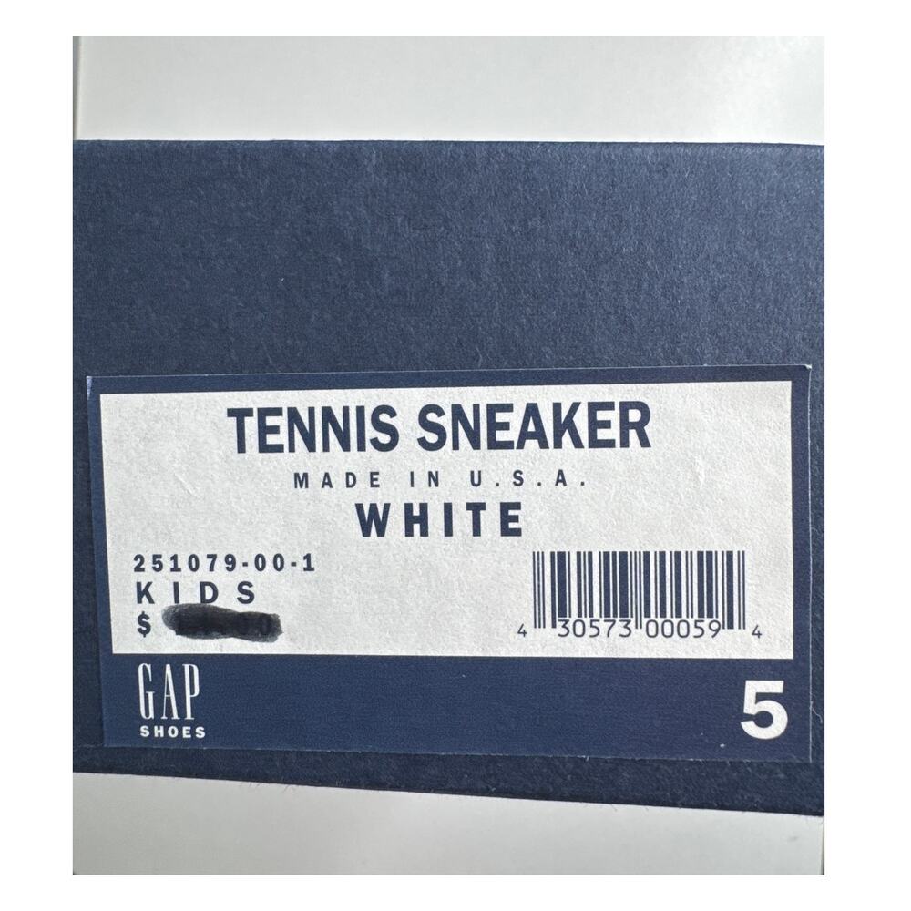 90s GAP Kids White Canvas Sneakers Made USA Size 5 Minimalist Classic - Picture 9 of 12